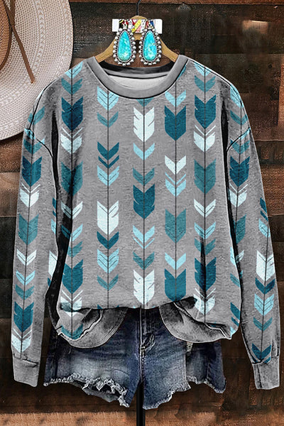 Retro Western Aztec Print Sweatshirt