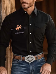 Men's Outdoor Western Print Long Sleeve Shirt