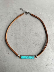 Vintage Western Cowboy Simple Geometric Long Leather Cord Necklace