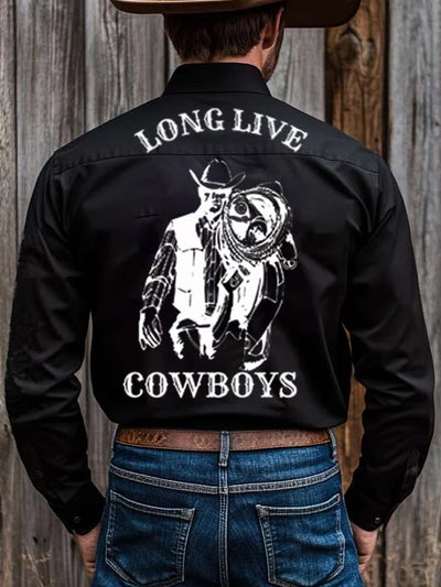 Men's Outdoor Western Print Long Sleeve Shirt