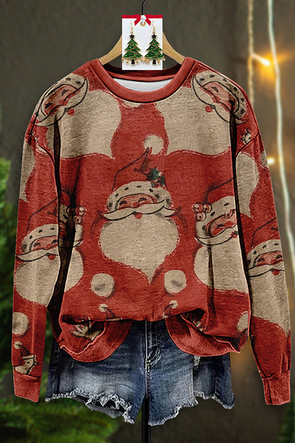 Vintage Santa Claus Print Sweatshirt