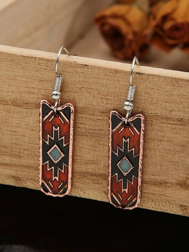 Women's Bohemian West Aztec Oil Drop Earrings