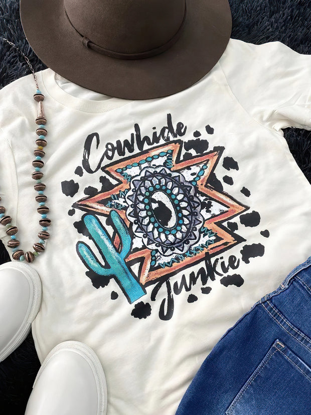 Vintage Print Casual Short Sleeves T-Shirt