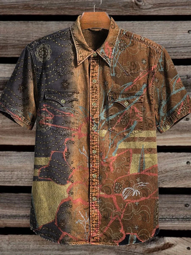 Vintage Print Casual Shirt