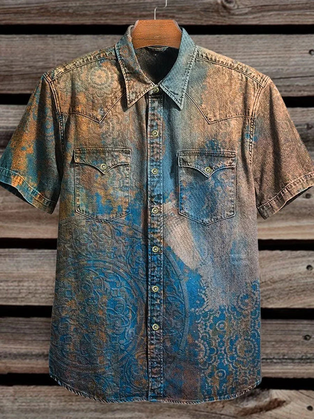 Vintage Print Casual Shirt