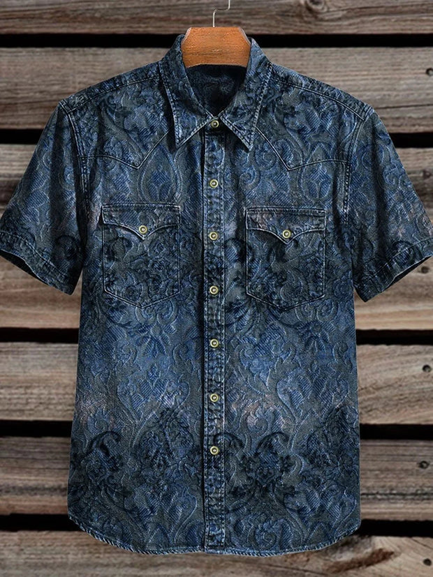 Vintage Print Casual Shirt