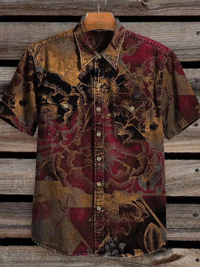 Vintage Print Casual Shirt