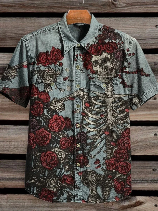 Vintage Print Casual Shirt