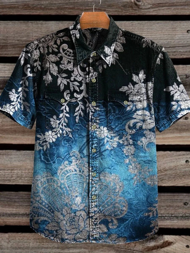 Vintage Print Casual Shirt