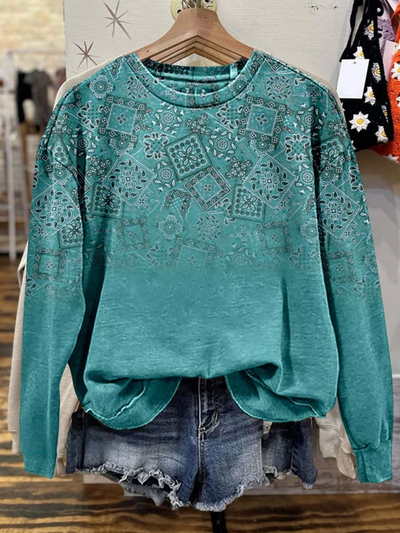 Paisley Print Casual Sweatshirt