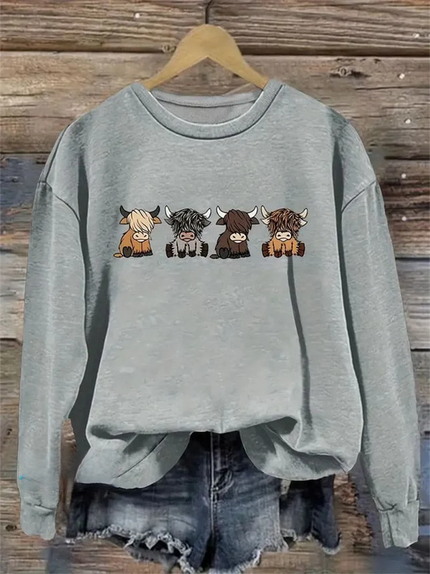 Cute Cow Print Pullover Sweatshirt 1