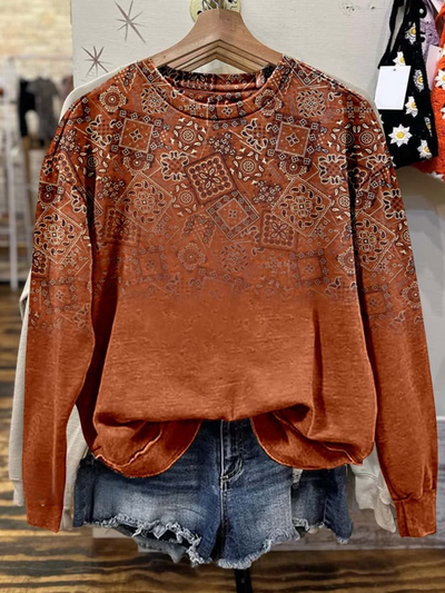 Paisley Print Casual Sweatshirt