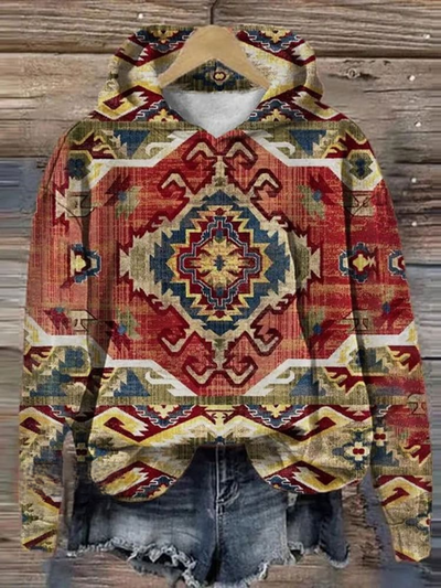 Retro Western Cowboy Style Print Casual Sweatshirt