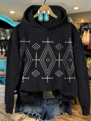 Vintage Print Casual Long Sleeve Zip Sweatshirt