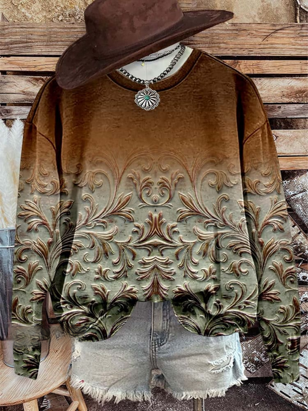 Vintage Print Casual Sweatshirt