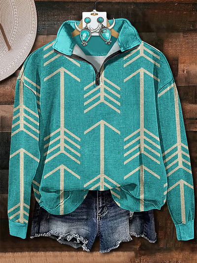 Turquoise Arrow Zip Sweatshirt