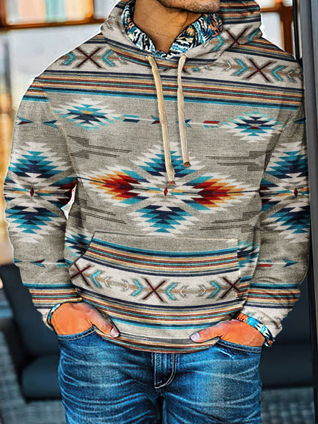 Western Style Ethnic Patterns Print Casual Hoodie Sweatshirt