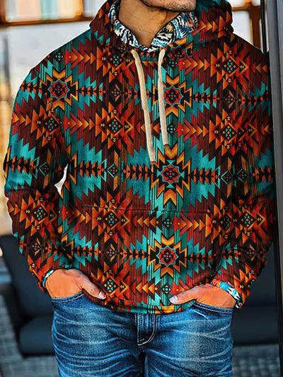 Western Style Indian Print Casual Hoodie Sweatshirt