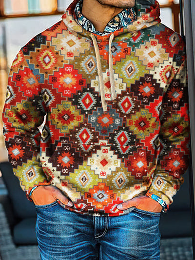 Western Style Bohemia Abstract Print Casual Hoodie Sweatshirt