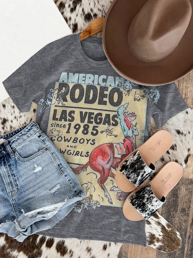 Unisex American Rodeo Print Casual Short Sleeves T-Shirt