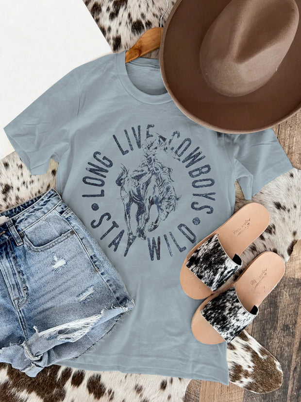 Unisex Cowboy Print Casual Short Sleeves T-Shirt