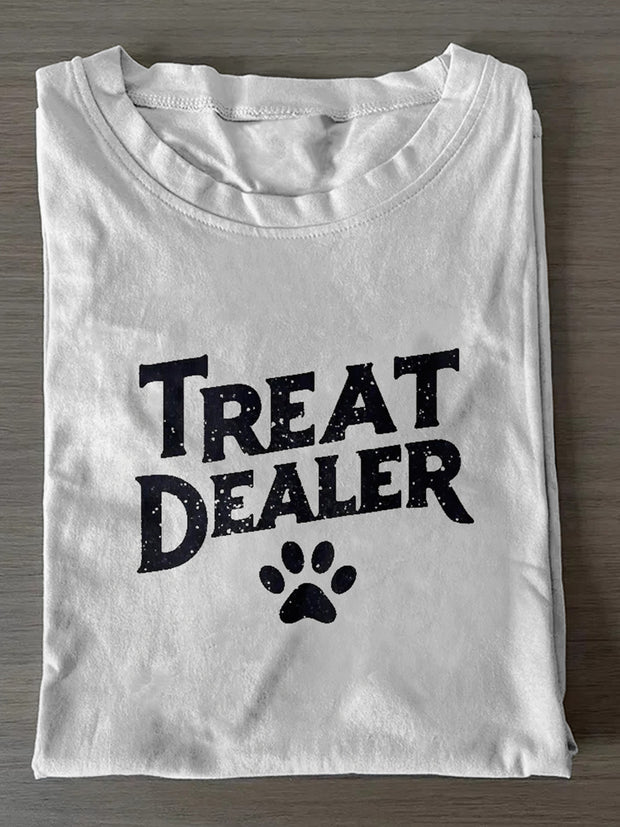 Unisex Treat Dealer Print Casual Short Sleeves T-Shirt