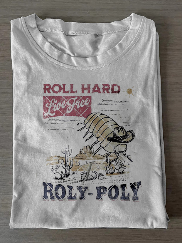 Unisex Roll Hard Print Casual Short Sleeves T-Shirt