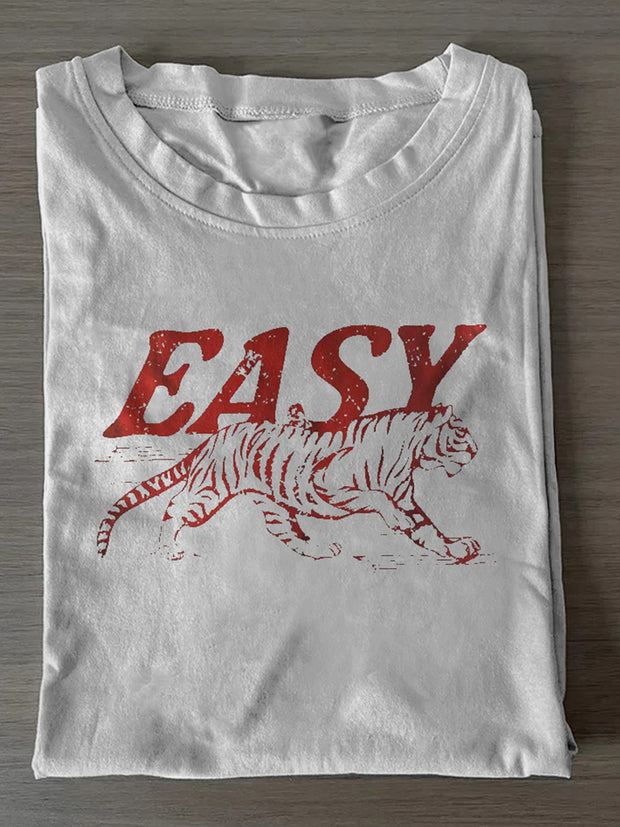 Unisex Easy Tiger Print Casual Short Sleeves T-Shirt