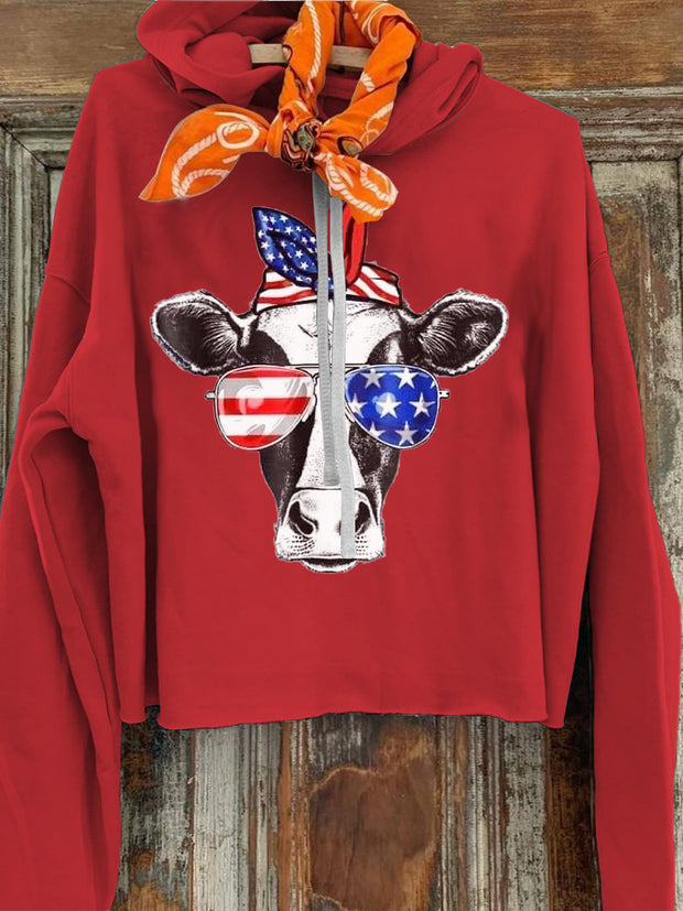 Women's Retro Western Cowboy Printed Casual Fashion Long Sleeve Hoodie