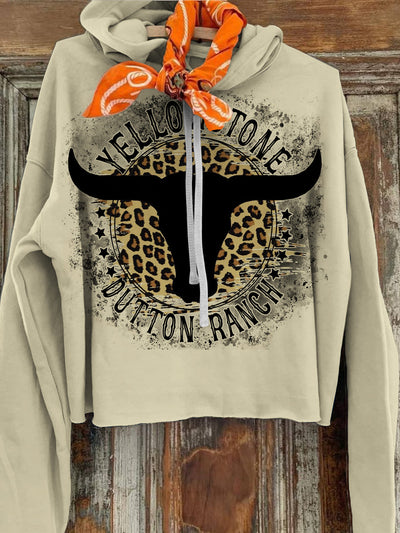 Women's Retro Leopard Totem Printed Casual Fashion Long Sleeve Hoodie