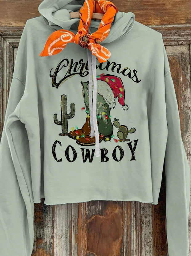 Women's  Boots Christmas Printed Casual Hoodie