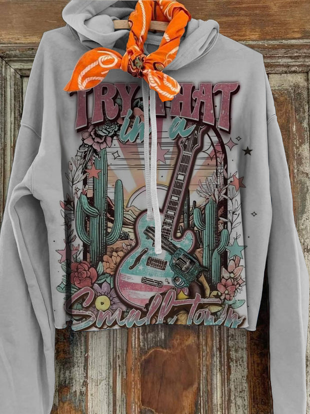 Women's Cactus Cowboy Printed Casual Hoodie