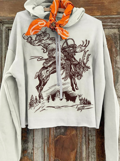 Women's  Cowboy Printed Casual Hoodie