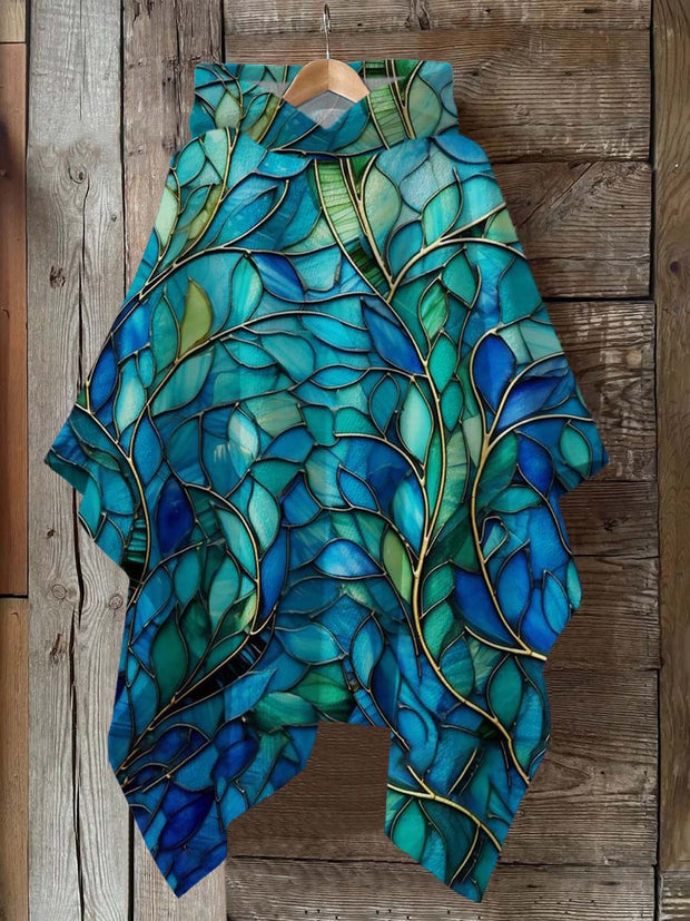 Stained Glass Art Print Hooded Warm Shawl