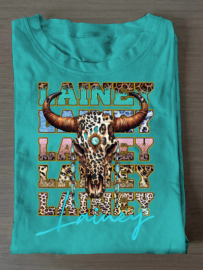 Unisex Vintage Western Cow Printed Vintage Fashion Loose Short Sleeve T-Shirt