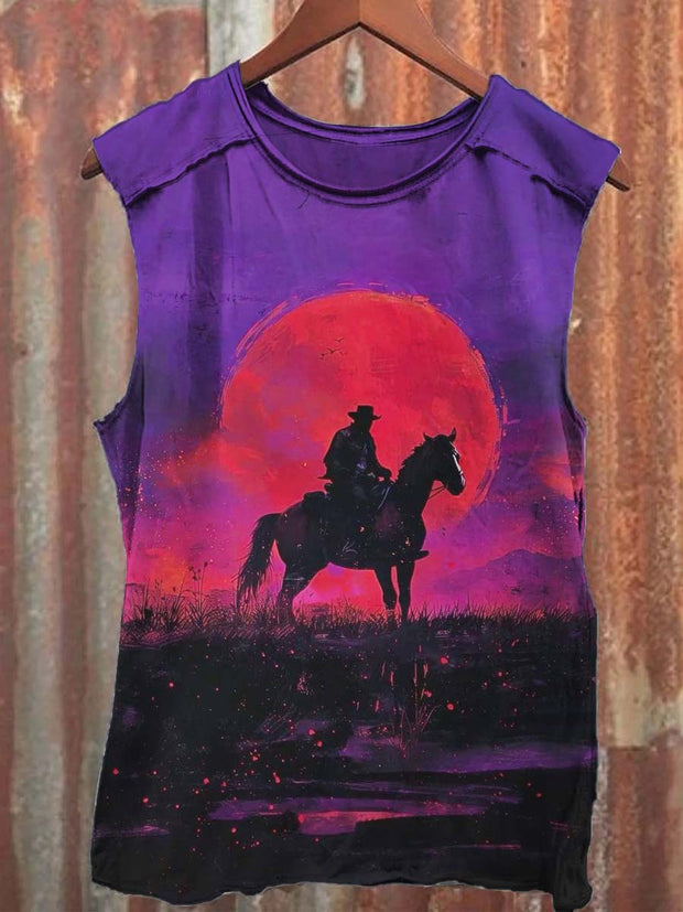 Unisex Western Cowboy Print Casual Vest Top