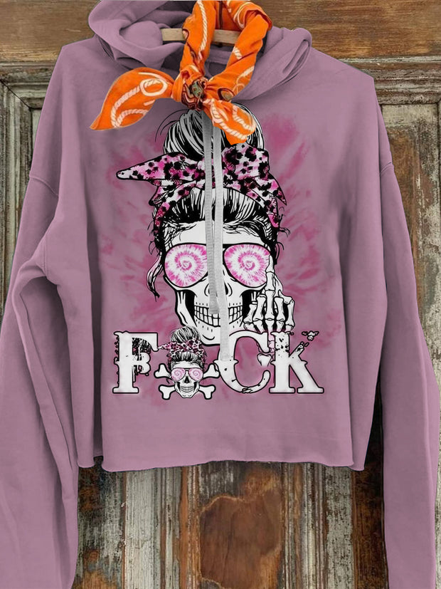 Women's Retro Skull Print Casual Hoodie