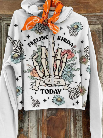 Women's Skeleton Art Printed Casual Hoodie