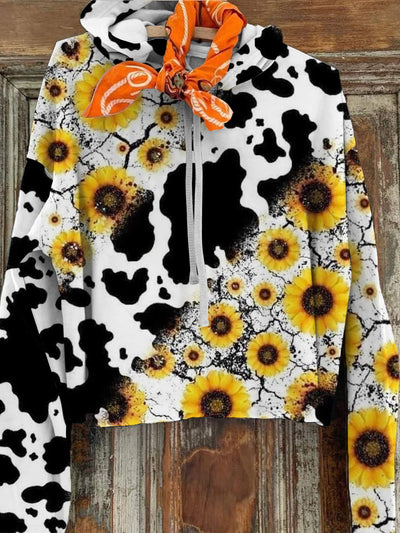 Women's Floral Art Printed Casual Hoodie