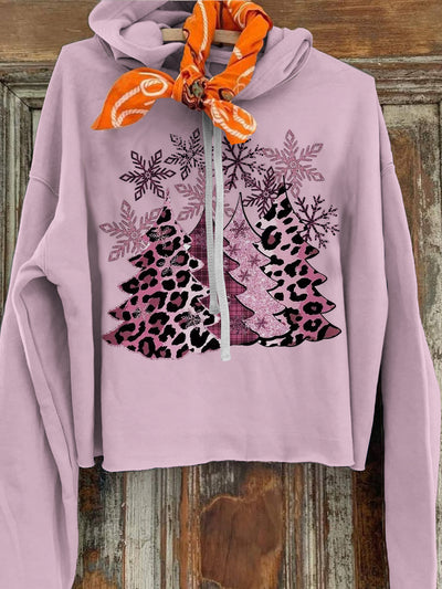 Women's Christmas Tree Art Printed Casual Hoodie