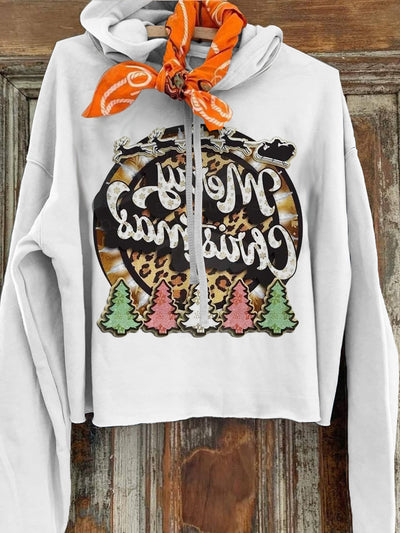 Women's Christmas Tree Art Printed Casual Hoodie