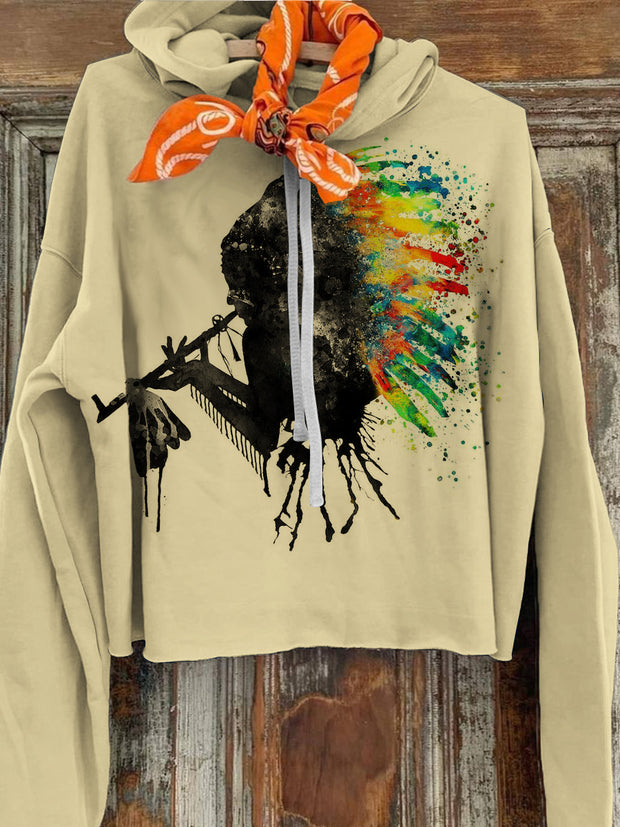 Women's Western Art Printed Casual Hoodie