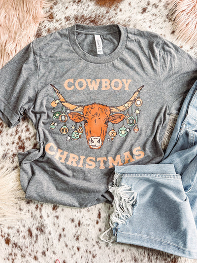 Unisex Vintage Western Christmas Cowboy Printed Vintage Fashion Loose Short Sleeve T-Shirt