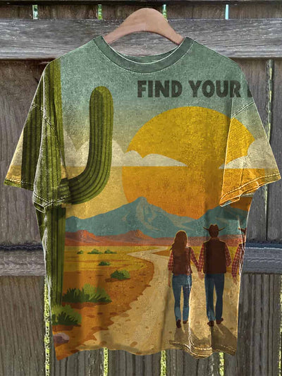 Unisex Find Your Desert Print Casual Short Sleeves T-Shirt