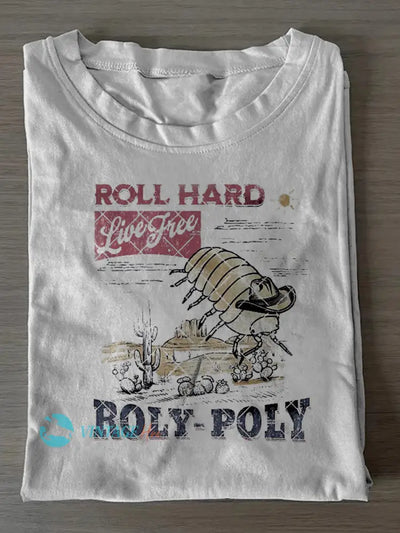 Unisex Roll Hard Print Casual Short Sleeves T-Shirt White / S